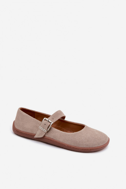 Kohvavärvi sametist ballerinas Zazoo 316