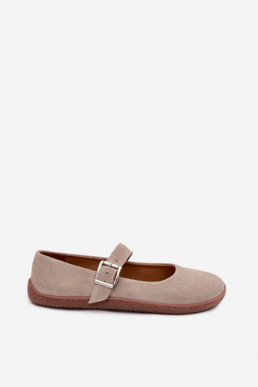 Kohvavärvi sametist ballerinas Zazoo 316