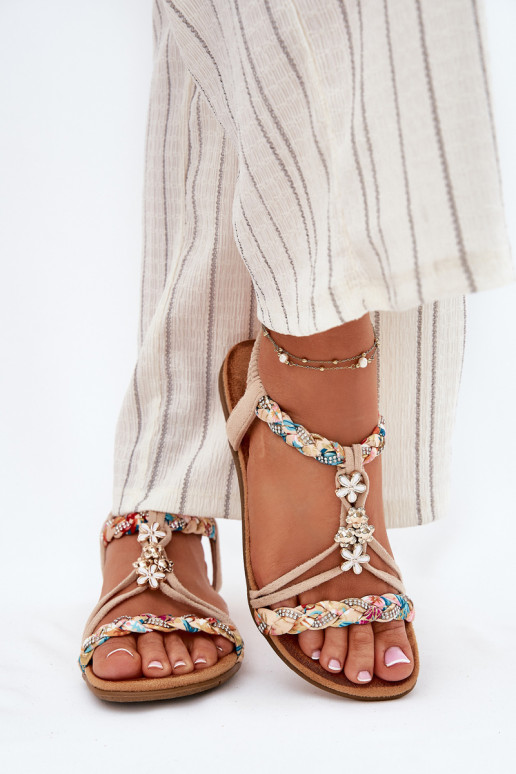 PealistesandaalidPrzypinkami I Plecionymi Paskami beeži värvi Nusoreth