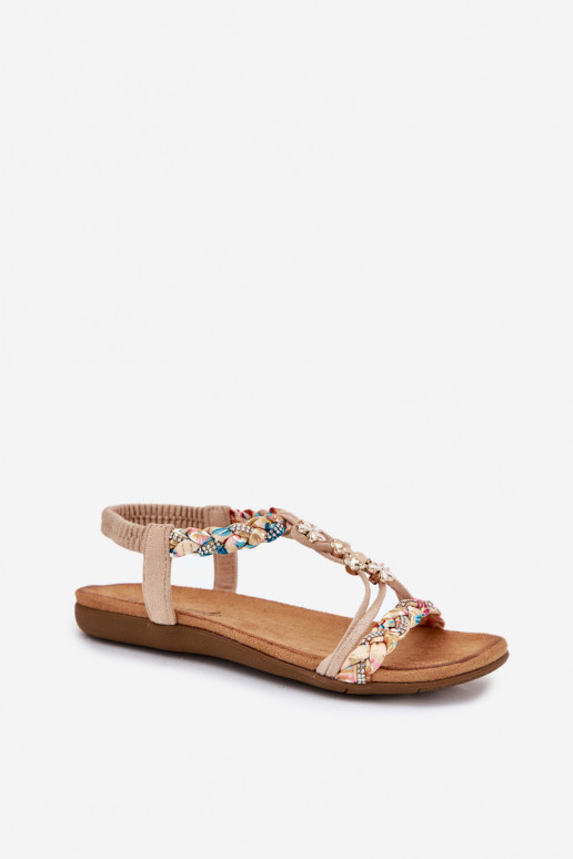 PealistesandaalidPrzypinkami I Plecionymi Paskami beeži värvi Nusoreth