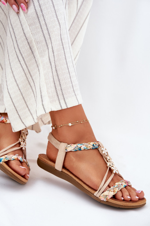 PealistesandaalidPrzypinkami I Plecionymi Paskami beeži värvi Nusoreth
