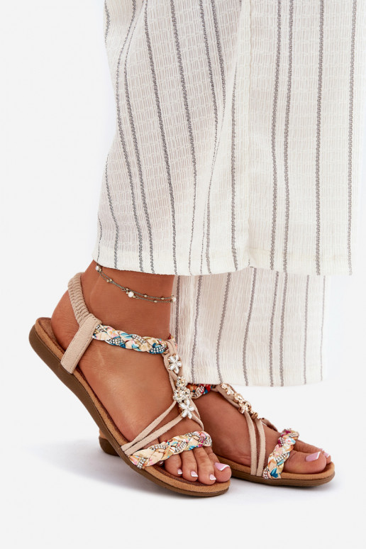 PealistesandaalidPrzypinkami I Plecionymi Paskami beeži värvi Nusoreth