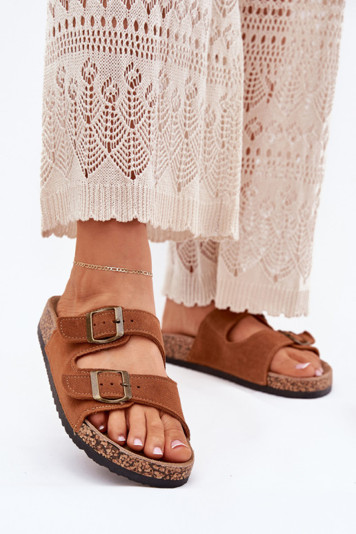 seemisnahksed sussid Korgitalla peal neetide ja pandlaga pruunid värvi Tavira