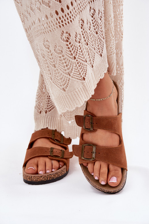 seemisnahksed sussid Korgitalla peal neetide ja pandlaga pruunid värvi Tavira