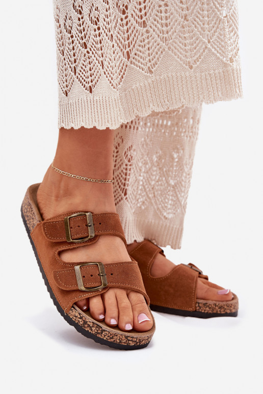 seemisnahksed sussid Korgitalla peal neetide ja pandlaga pruunid värvi Tavira