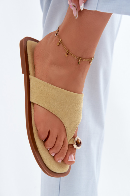 sileda tallaga Plätud moodsad varbavahe-sandaalid Pealiste omad Koos Ornate Detalem Kollased Fedira