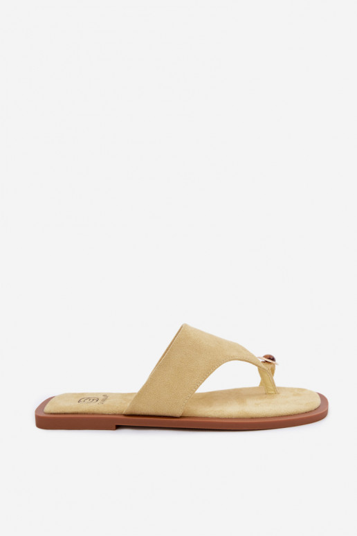 sileda tallaga Plätud moodsad varbavahe-sandaalid Pealiste omad Koos Ornate Detalem Kollased Fedira