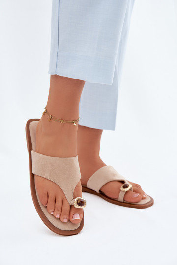 sileda tallaga Plätud moodsad varbavahe-sandaalid Pealiste omad Koos Ornate Detalem beeži värvi Fedira 2