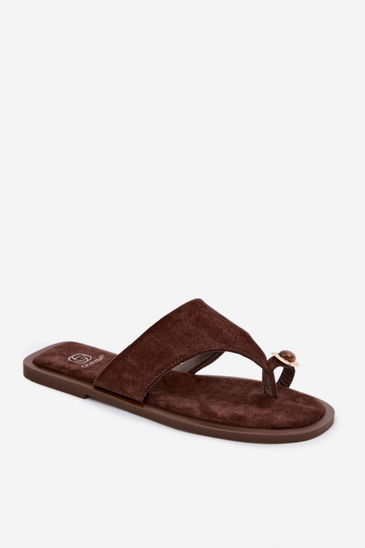 sileda tallaga Plätud moodsad varbavahe-sandaalid Pealiste omad Koos Ornate Detalem Czekoladosissee Fedira