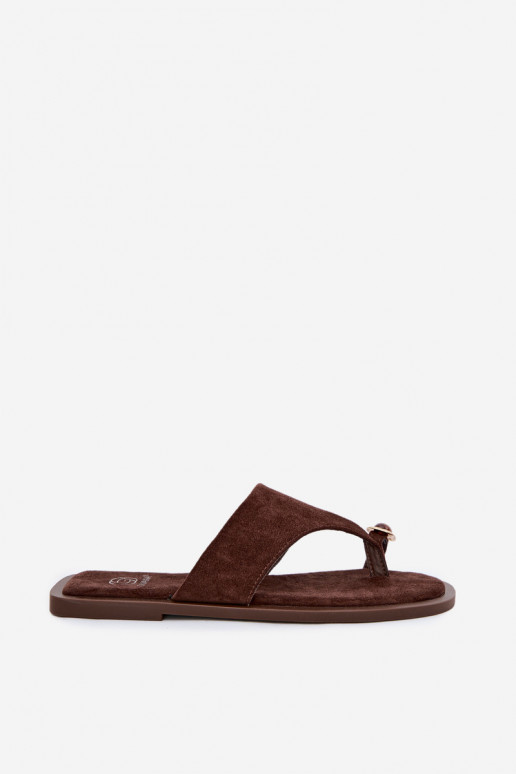 sileda tallaga Plätud moodsad varbavahe-sandaalid Pealiste omad Koos Ornate Detalem Czekoladosissee Fedira