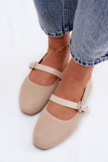 Riidest baleriinad rihmadega I neetide ja pandlaga beeži värvi Jelisa