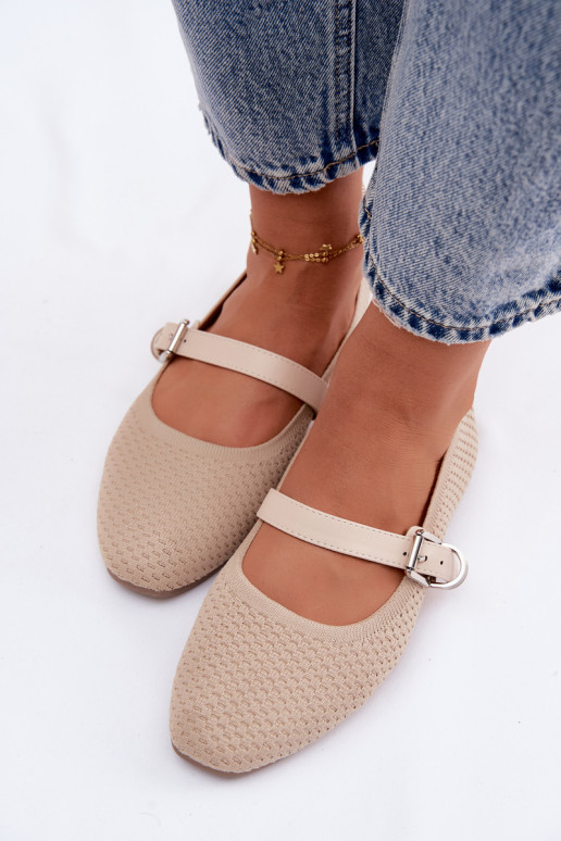 Riidest baleriinad rihmadega I neetide ja pandlaga beeži värvi Jelisa