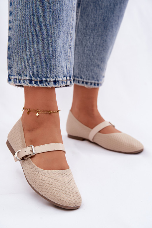 Riidest baleriinad rihmadega I neetide ja pandlaga beeži värvi Jelisa