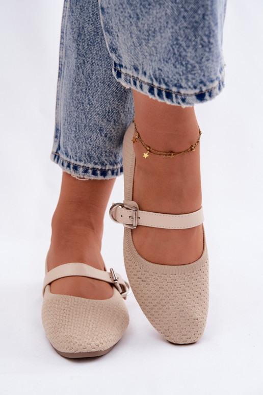 Riidest baleriinad rihmadega I neetide ja pandlaga beeži värvi Jelisa