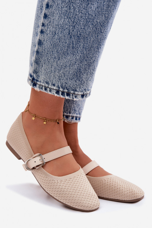 Riidest baleriinad rihmadega I neetide ja pandlaga beeži värvi Jelisa