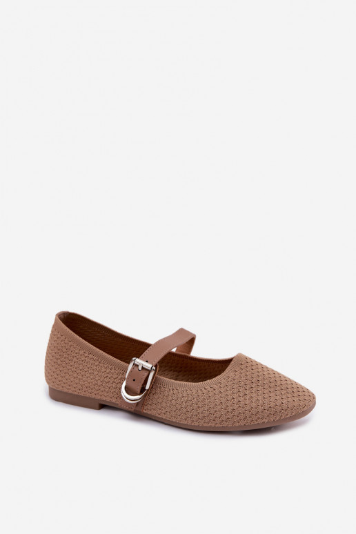 Kangast ballerinad rihmade ja pandlitega khaki Jelisa
