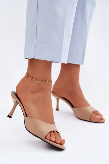 naiste plätud kõrge jämeda kontsaga Riidest beeži värvi Selmira