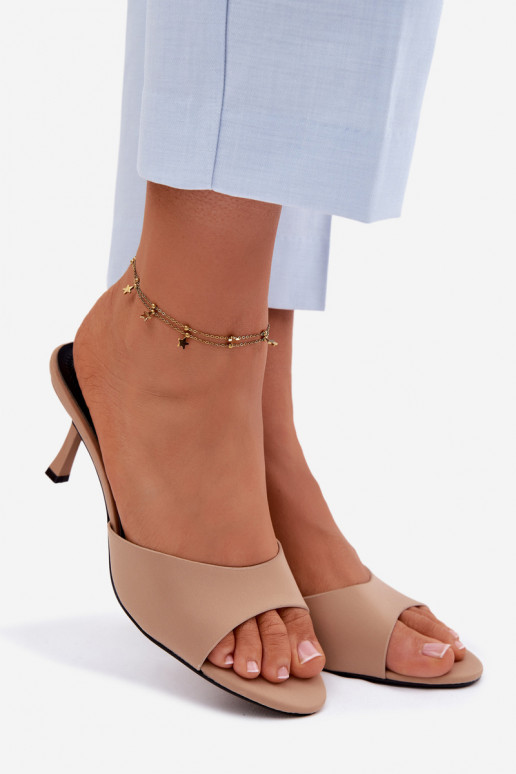 naiste plätud kõrge jämeda kontsaga Riidest beeži värvi Selmira