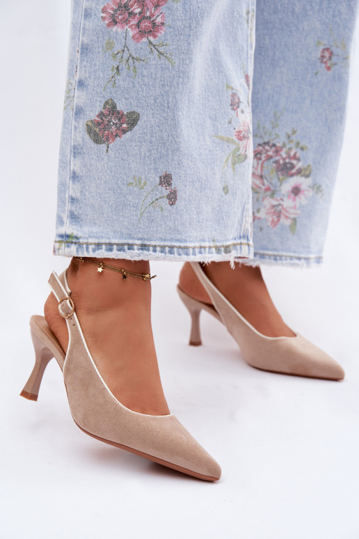 Pealistesandaalid kõrge jämeda kontsagaLamósisseką beeži värvi Relmira