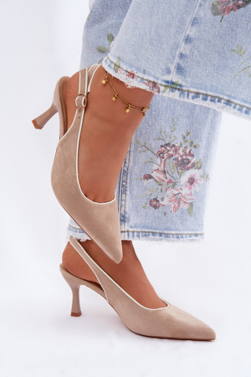 Pealistesandaalid kõrge jämeda kontsagaLamósisseką beeži värvi Relmira