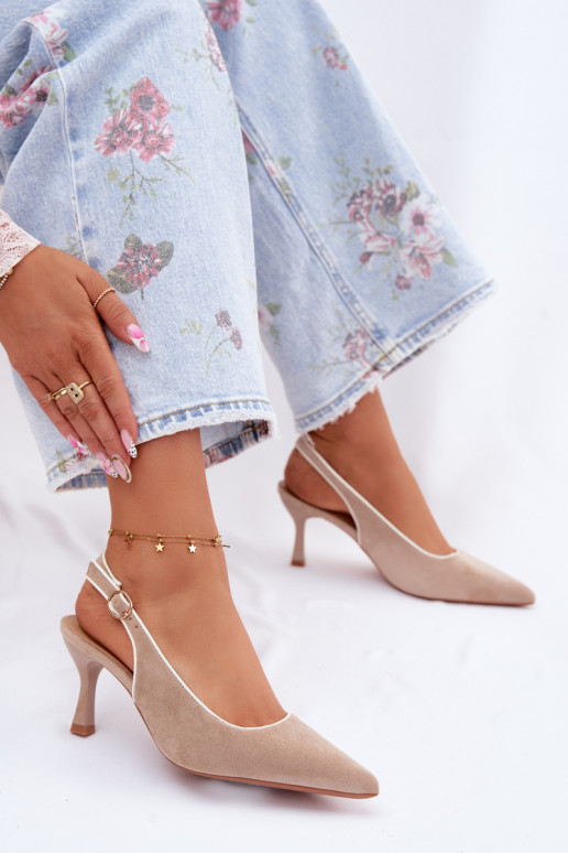 Pealistesandaalid kõrge jämeda kontsagaLamósisseką beeži värvi Relmira