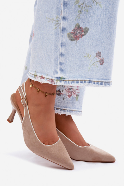 Pealistesandaalid kõrge jämeda kontsagaLamósisseką beeži värvi Relmira