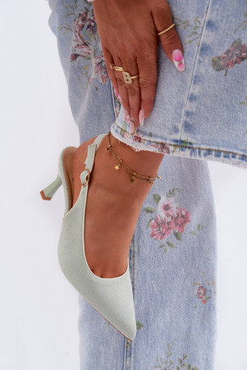 Pealistesandaalid kõrge jämeda kontsagaLamósisseką mündiroheline Relmira