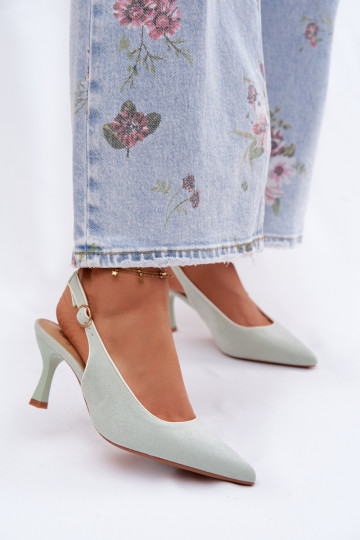 Pealistesandaalid kõrge jämeda kontsagaLamósisseką mündiroheline Relmira 2