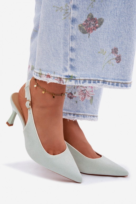 Pealistesandaalid kõrge jämeda kontsagaLamósisseką mündiroheline Relmira