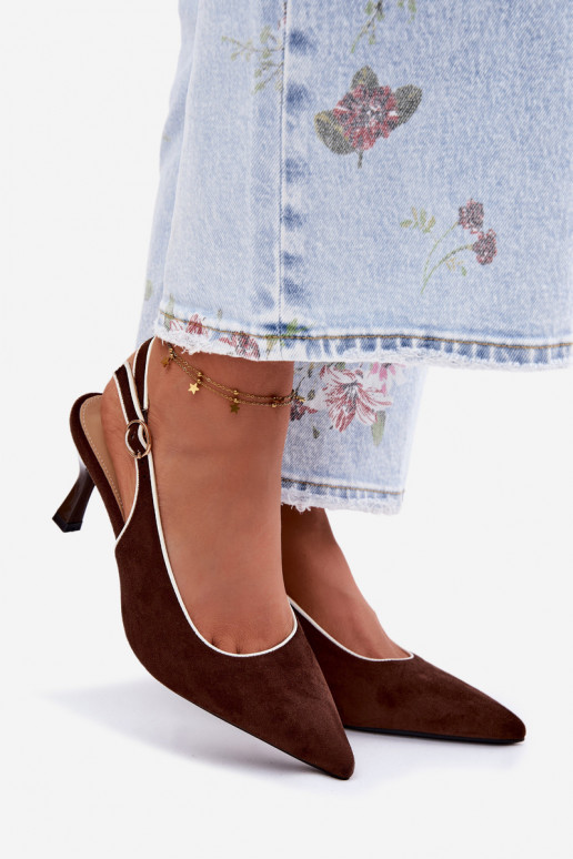 Pealistesandaalid kõrge jämeda kontsagaLamósisseką Czekoladosissee Relmira