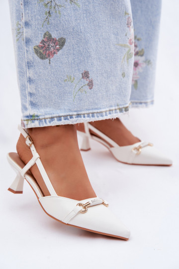 Pealistesandaalid kõrge jämeda kontsaga Ze Szpiczastymi Noskami valget värvi Felessa 2