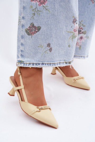 Pealistesandaalid kõrge jämeda kontsaga Ze Szpiczastymi Noskami Kollased Felessa