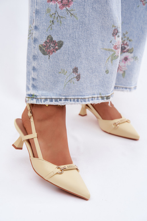 Pealistesandaalid kõrge jämeda kontsaga Ze Szpiczastymi Noskami Kollased Felessa