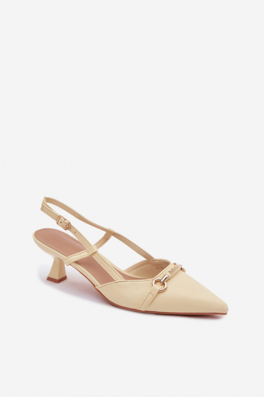 Pealistesandaalid kõrge jämeda kontsaga Ze Szpiczastymi Noskami Kollased Felessa