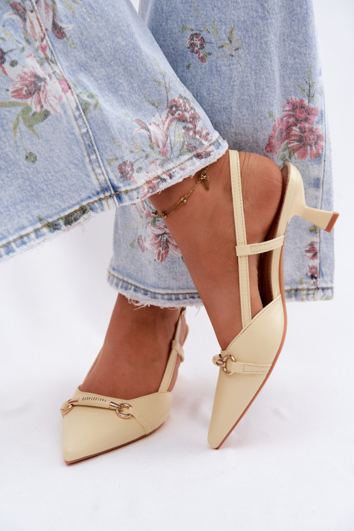 Pealistesandaalid kõrge jämeda kontsaga Ze Szpiczastymi Noskami Kollased Felessa