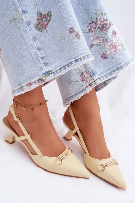 Pealistesandaalid kõrge jämeda kontsaga Ze Szpiczastymi Noskami Kollased Felessa