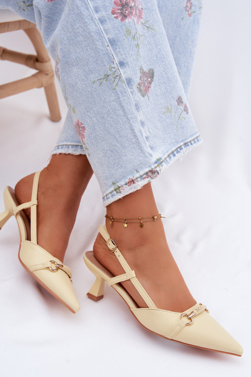 Pealistesandaalid kõrge jämeda kontsaga Ze Szpiczastymi Noskami Kollased Felessa