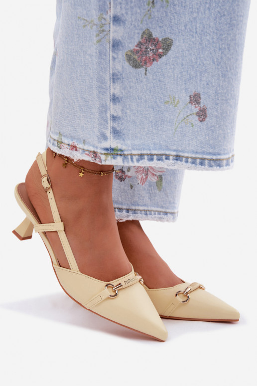 Pealistesandaalid kõrge jämeda kontsaga Ze Szpiczastymi Noskami Kollased Felessa