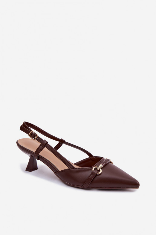 Pealistesandaalid kõrge jämeda kontsaga Ze Szpiczastymi Noskami pruunid värvi Felessa