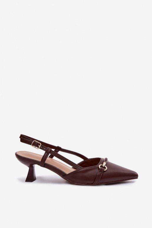 Pealistesandaalid kõrge jämeda kontsaga Ze Szpiczastymi Noskami pruunid värvi Felessa