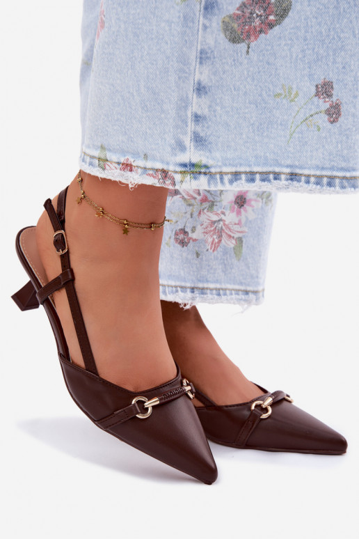 Pealistesandaalid kõrge jämeda kontsaga Ze Szpiczastymi Noskami pruunid värvi Felessa