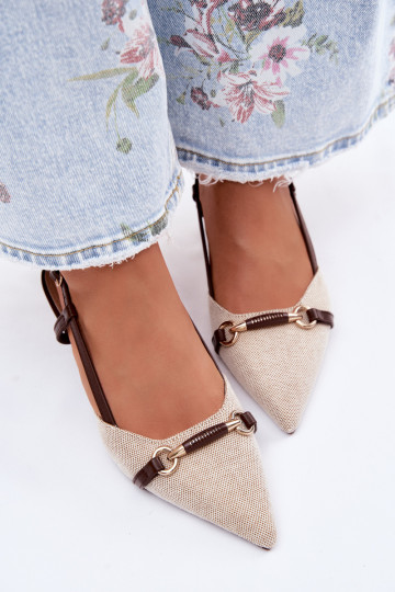 Pealistesandaalid kõrge jämeda kontsaga Ze Szpiczastymi Noskami pruunid värvi-beeži värvi Felessa