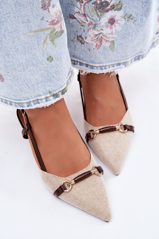 Pealistesandaalid kõrge jämeda kontsaga Ze Szpiczastymi Noskami pruunid värvi-beeži värvi Felessa