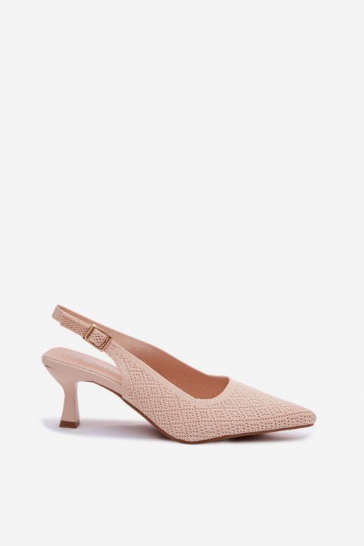 Riidest Elegantsed kõrge kontsaga sandaalid beeži värvi Delessa