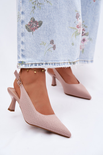 Riidest Elegantsed kõrge kontsaga sandaalid tumeroosad värvi Delessa 2