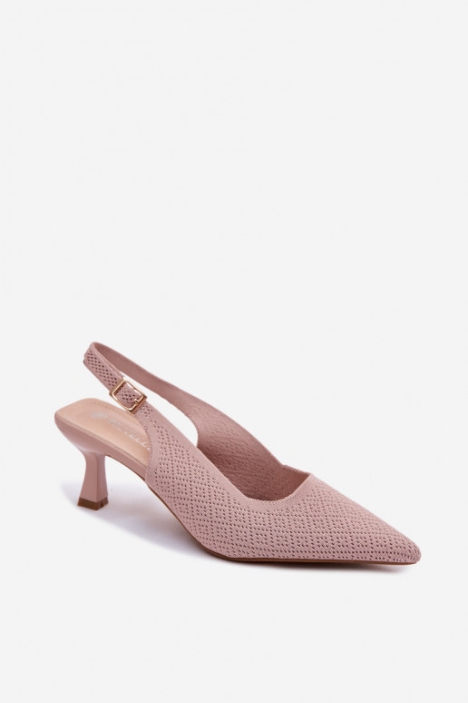 Riidest Elegantsed kõrge kontsaga sandaalid tumeroosad värvi Delessa