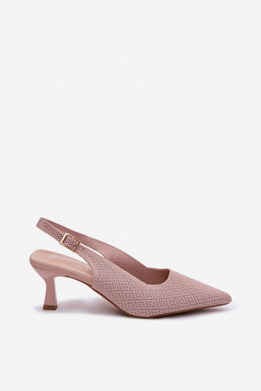 Riidest Elegantsed kõrge kontsaga sandaalid tumeroosad värvi Delessa