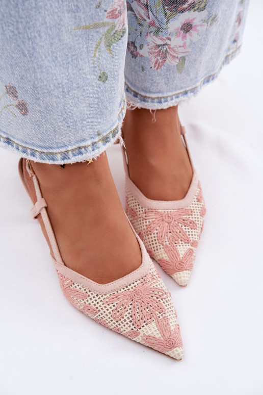 Elegantsed kõrge kontsaga sandaalid lilledega Tumeroosad värvi Kelmira