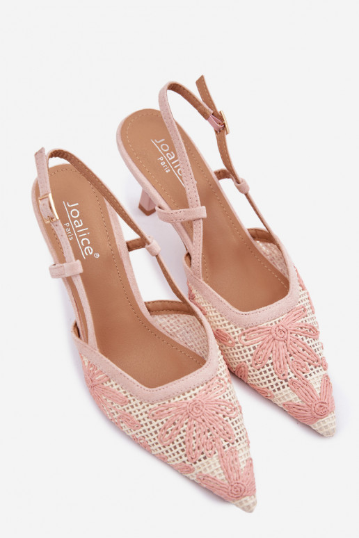 Elegantsed kõrge kontsaga sandaalid lilledega Tumeroosad värvi Kelmira