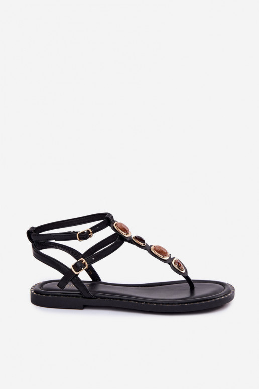 Mustad naiste varbussandaalid kaunite detailidega Dorena